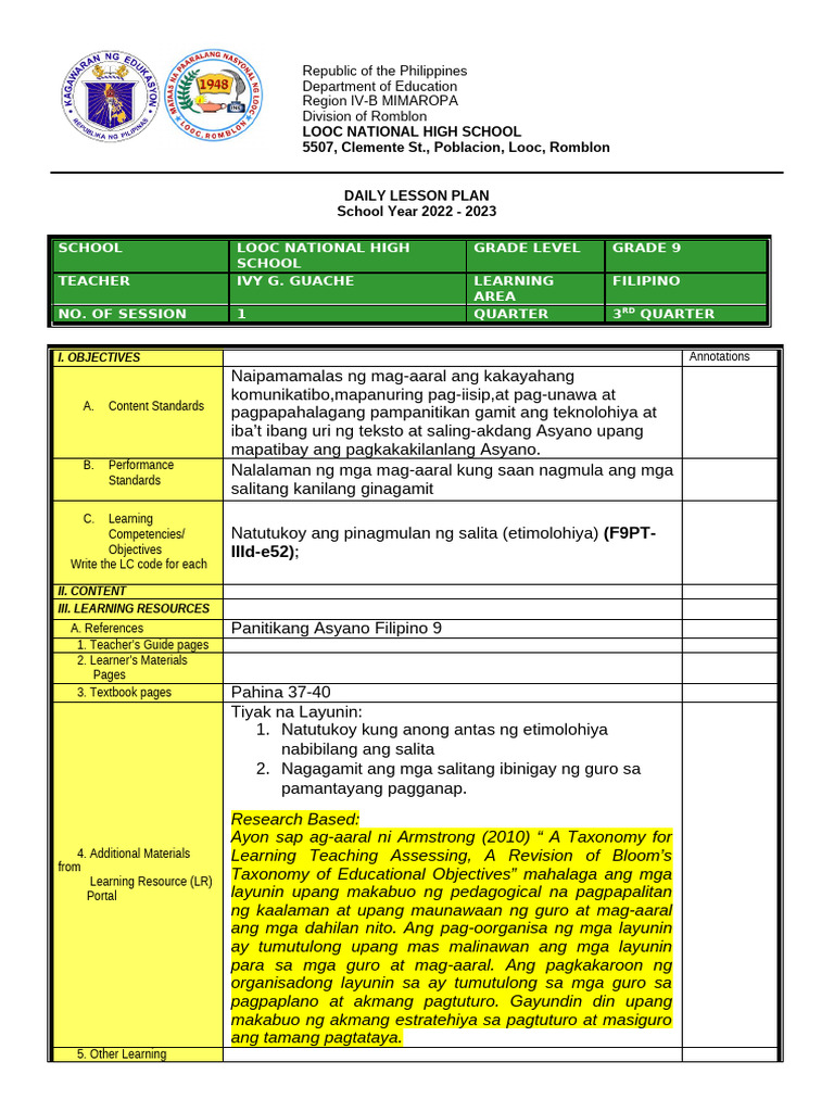 Cot 1 2021 2022 | PDF