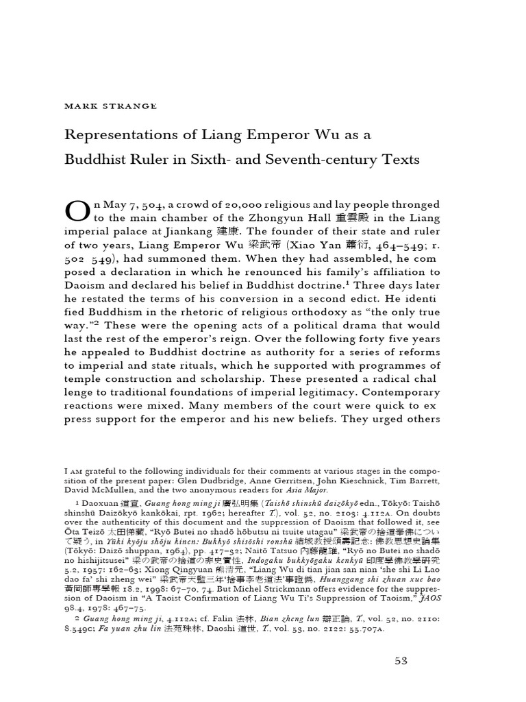 Liang Emperor Wu as a Buddhist Ruler | PDF | Tang Dynasty