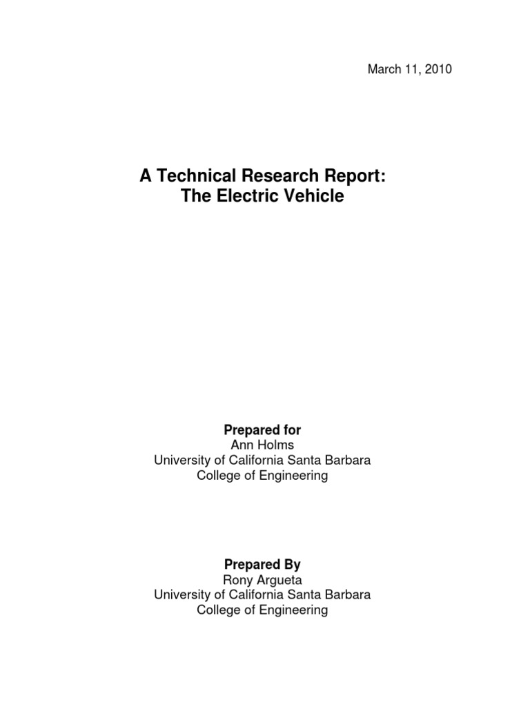 Technical Research Report Electric Vehicle Electric Vehicle