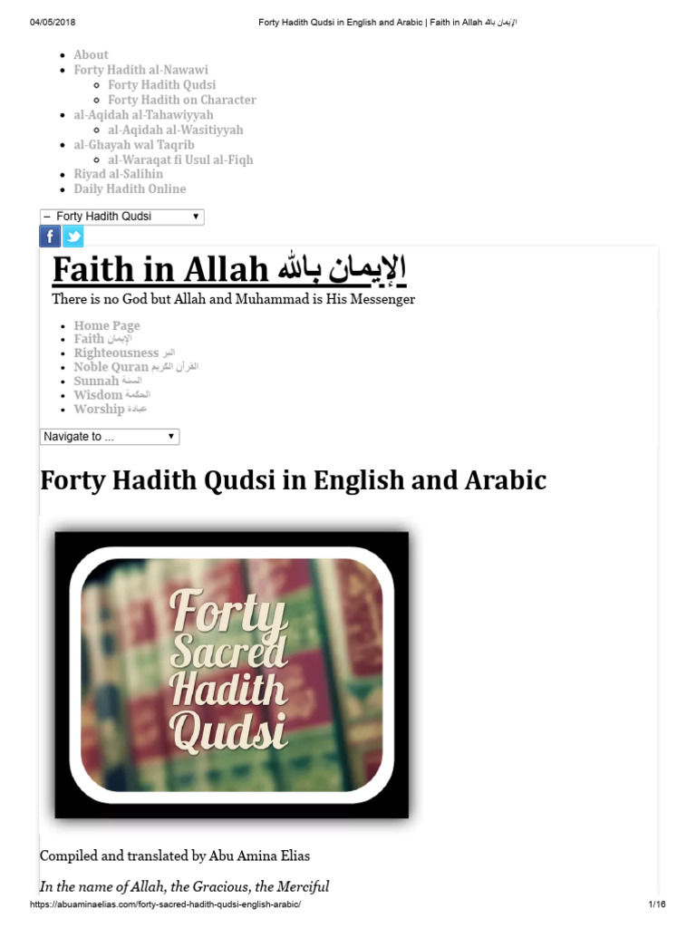 Forty Hadith Qudsi: English & Arabic | PDF | God In Islam | Hadith