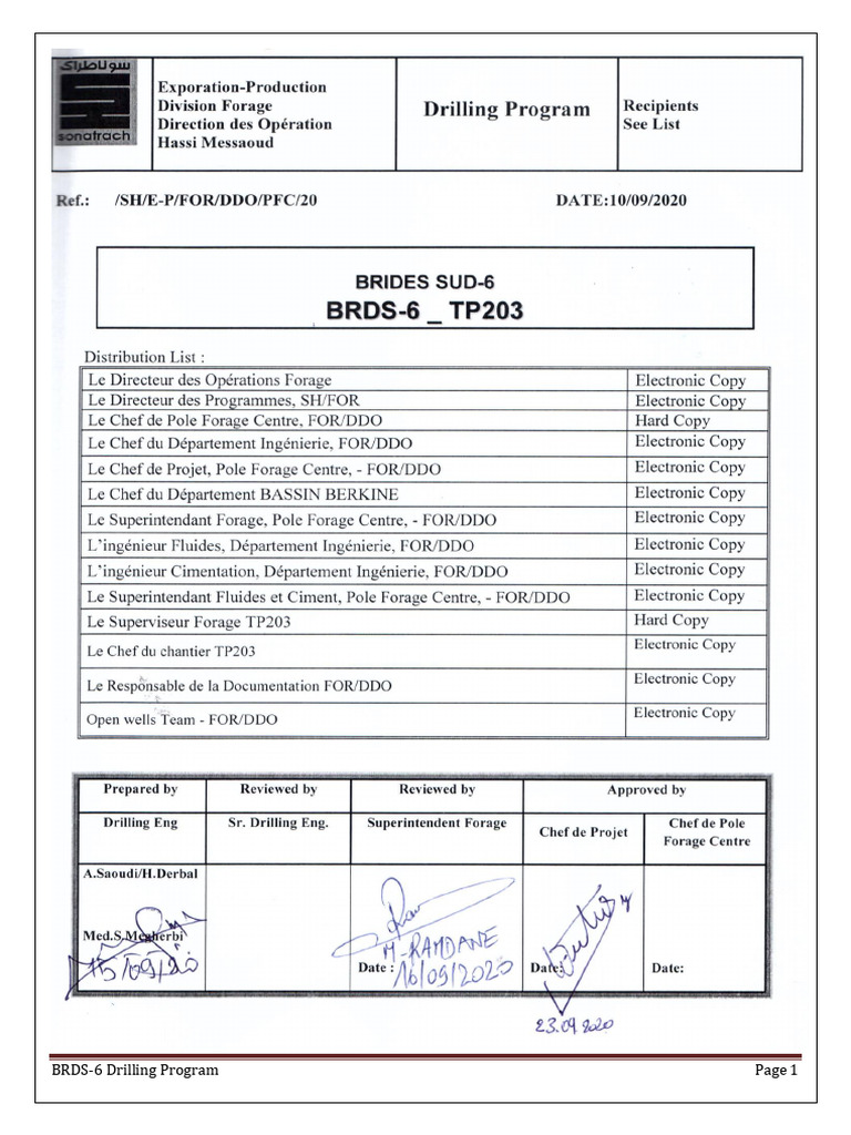 BRDS-6 Drilling Program Final | PDF | Casing (Borehole) | Oil Well