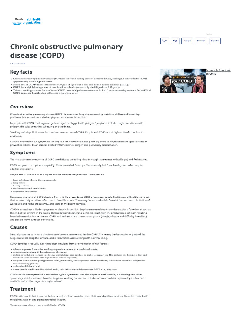 Understanding Chronic Obstructive Pulmonary Disease | PDF | Chronic ...