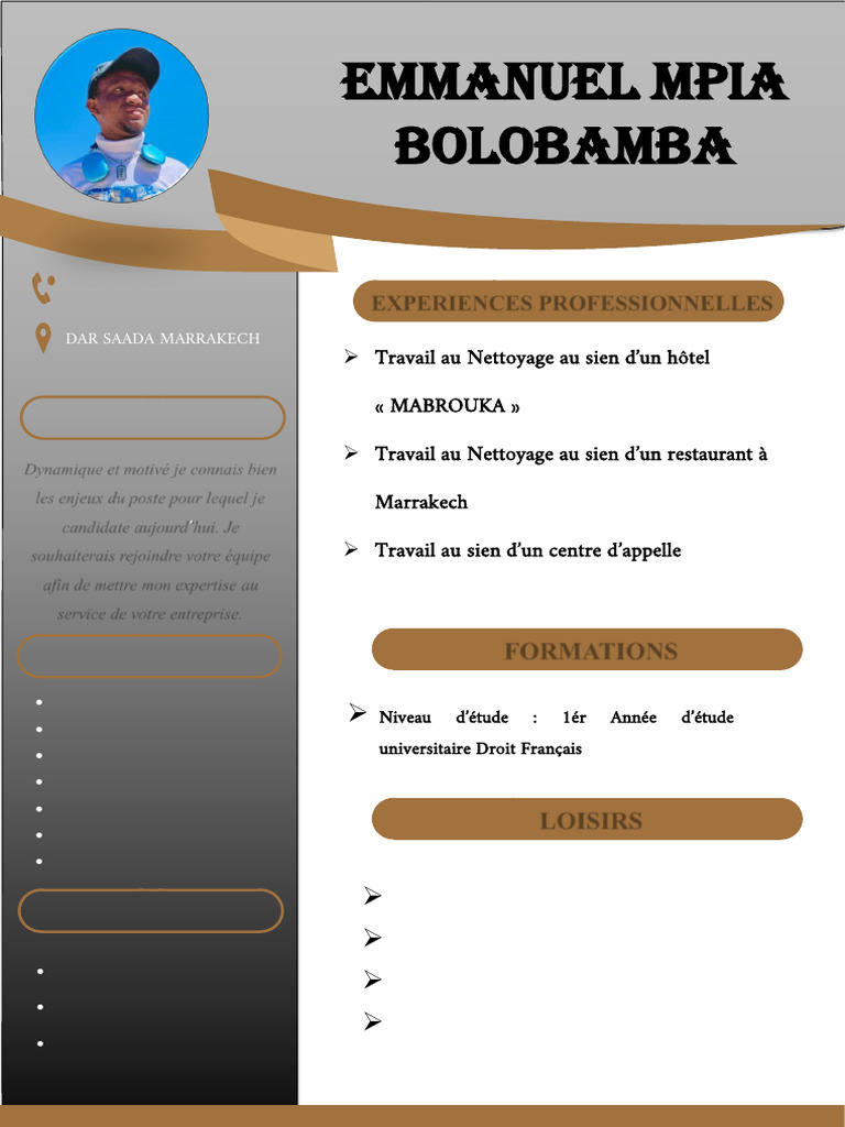 CV d'Emmanuel Mpia - Compétences et Expériences | PDF