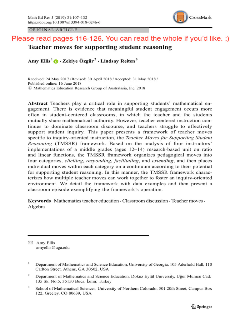 Teacher Moves for Student Reasoning | PDF | Pedagogy | Reason