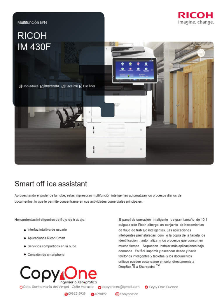 Impresora Multifunción Ricoh IM 430F | PDF | Controlador de interfaz de ...