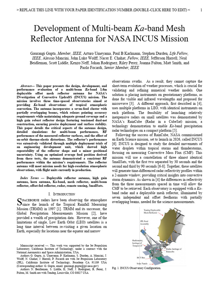 1 IEEETAP Development of Multi-Beam Ka-Band Mesh Reflector Antenna For ...