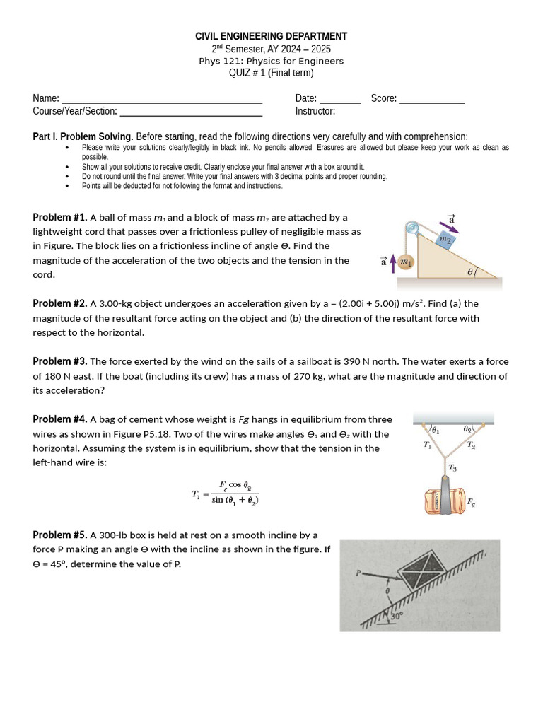 Physics Quiz for Civil Engineers | PDF