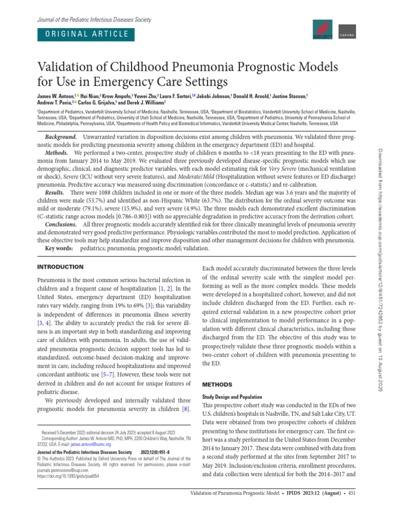 Validation of Pediatric Pneumonia Models | PDF | Health Care | Medical ...