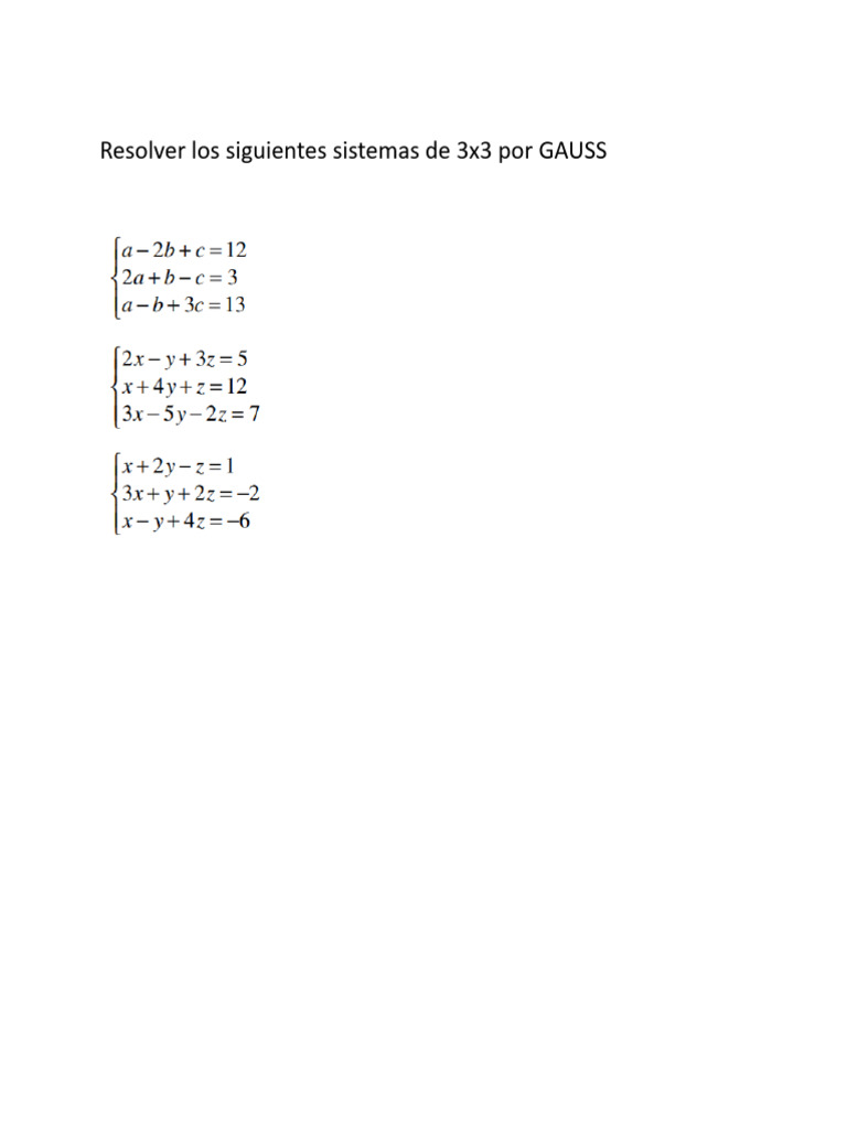 Sistemas de 3x3 Gauss | PDF