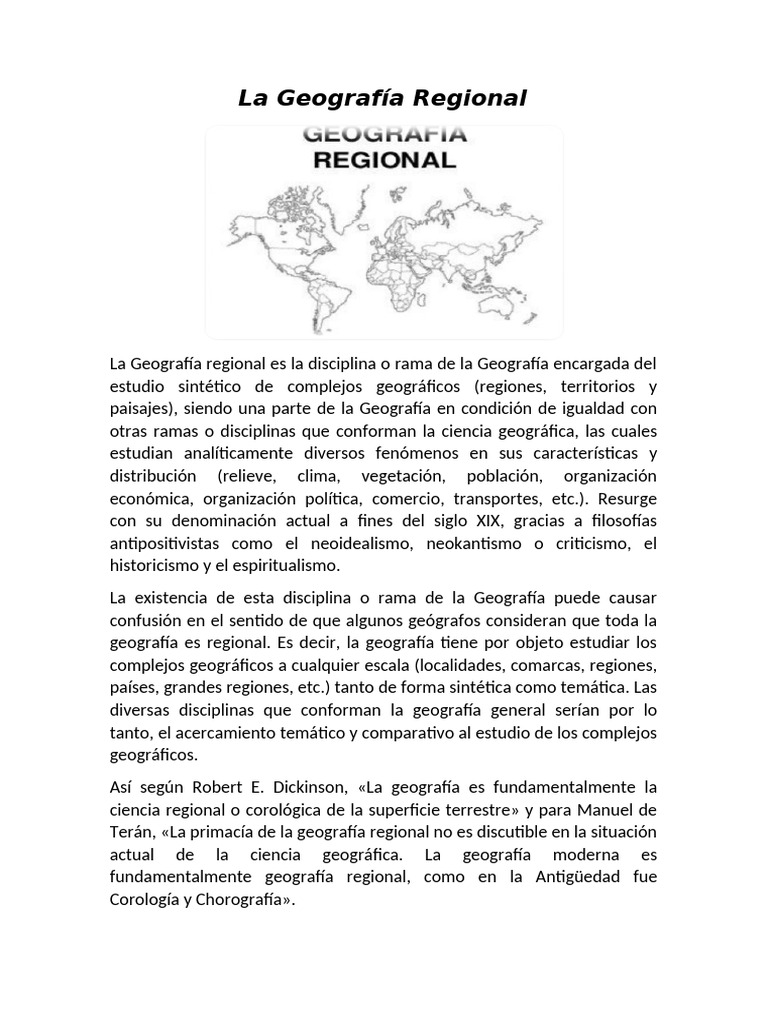 La Geografía Regional | PDF | Geografía | Educación en artes liberales
