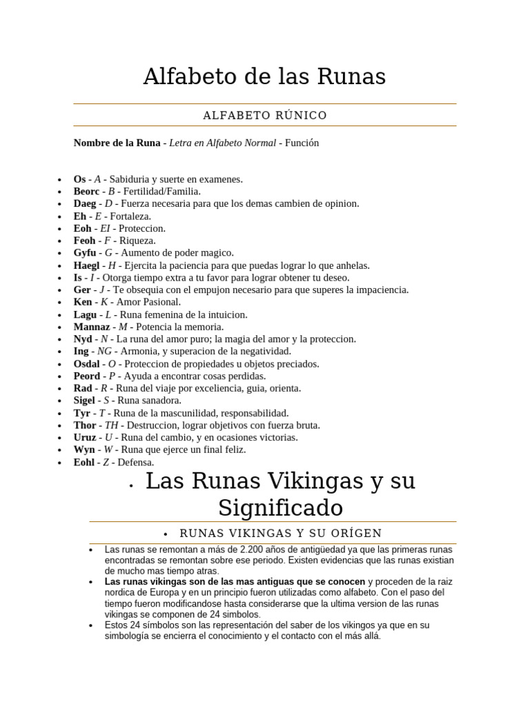 Significado del Alfabeto Rúnico | PDF | Runas | Amor