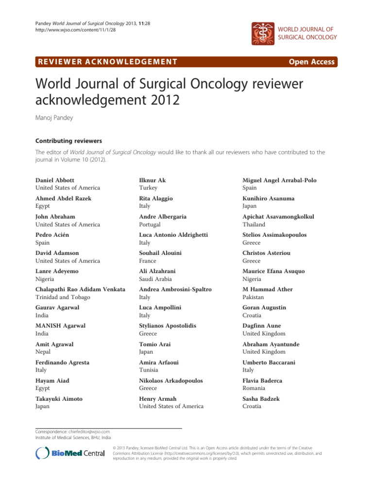 2012 Reviewer Acknowledgement List | PDF