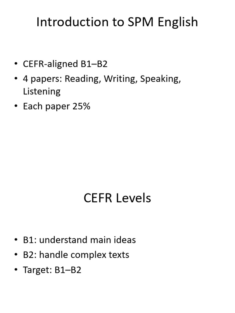 SPM English Assessment Overview B1-B2 | PDF