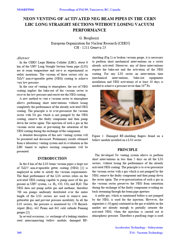 Neon Venting System for CERN LHC Beam Pipes | PDF | Vacuum | Large ...