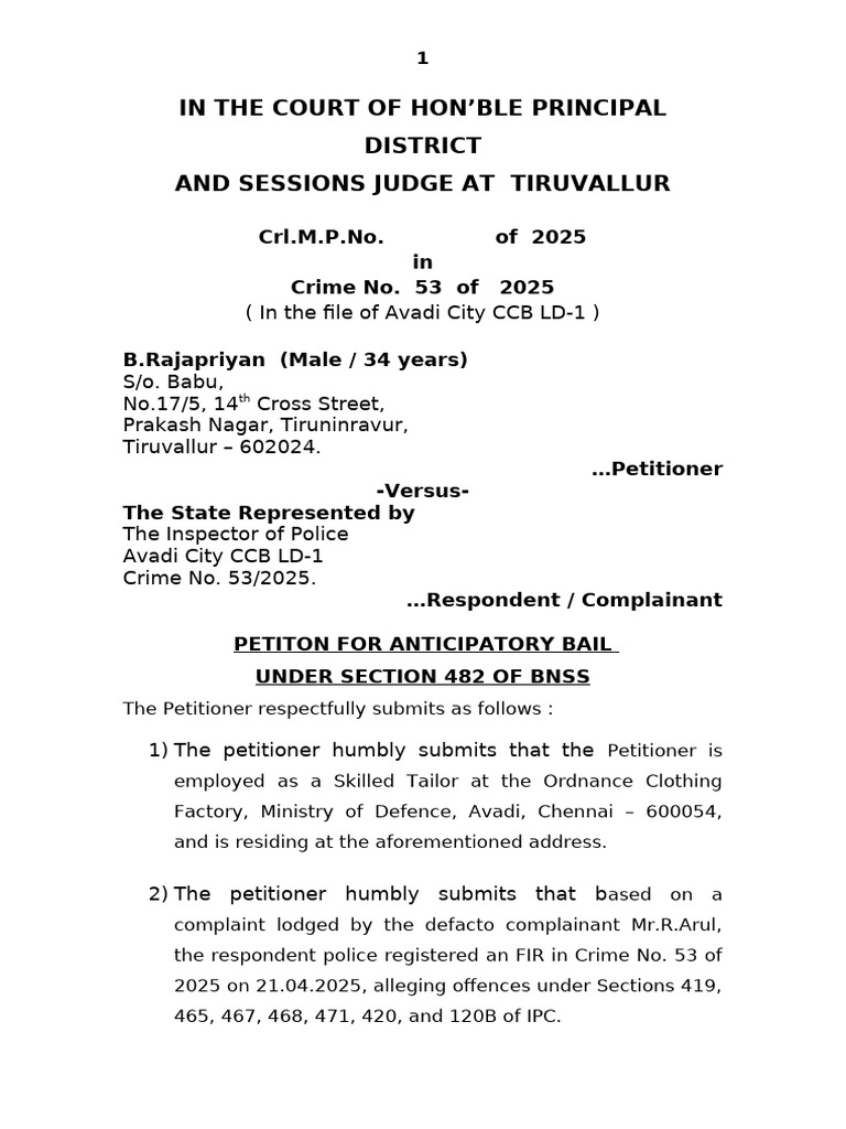 Raj Priyan - Anticipatory Bail | PDF | Bail | Crime & Violence