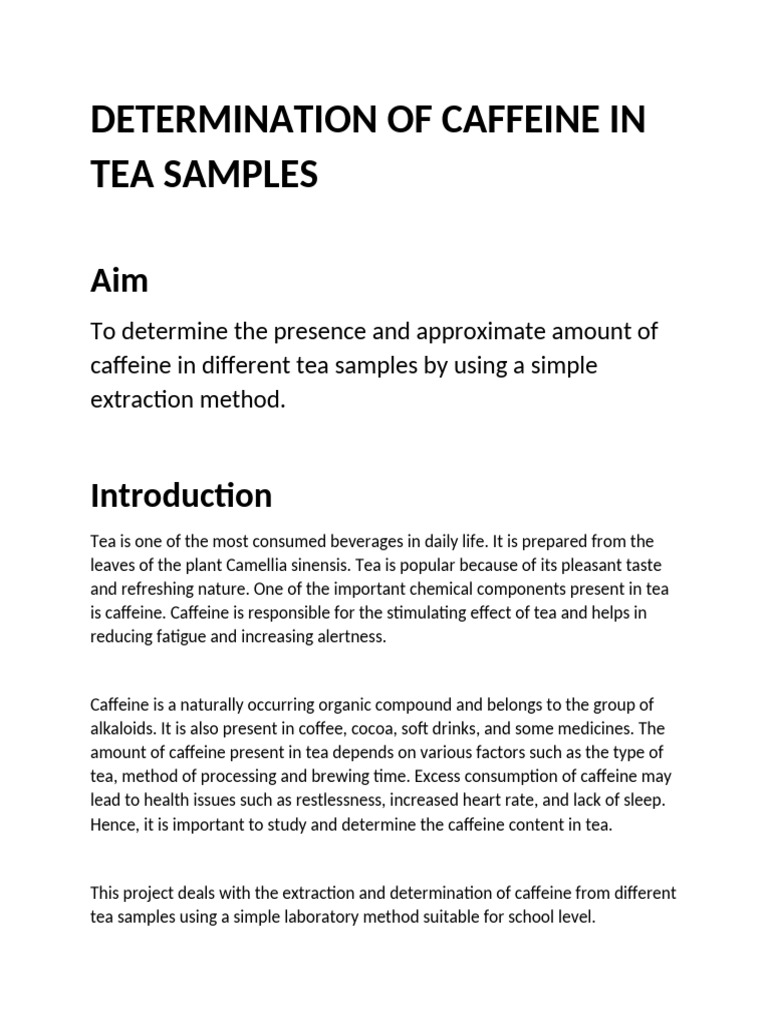 Caffeine Extraction from Tea Samples | PDF | Caffeine | Tea