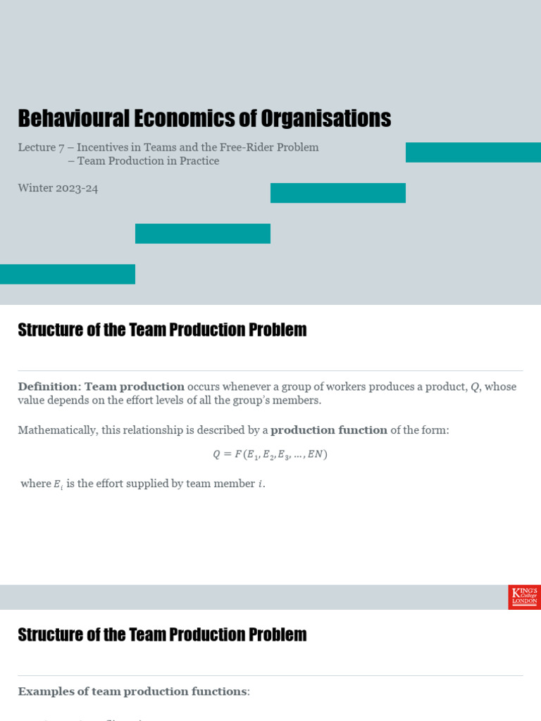 Team Production and Free-Rider Issues | PDF | Incentive | Utility