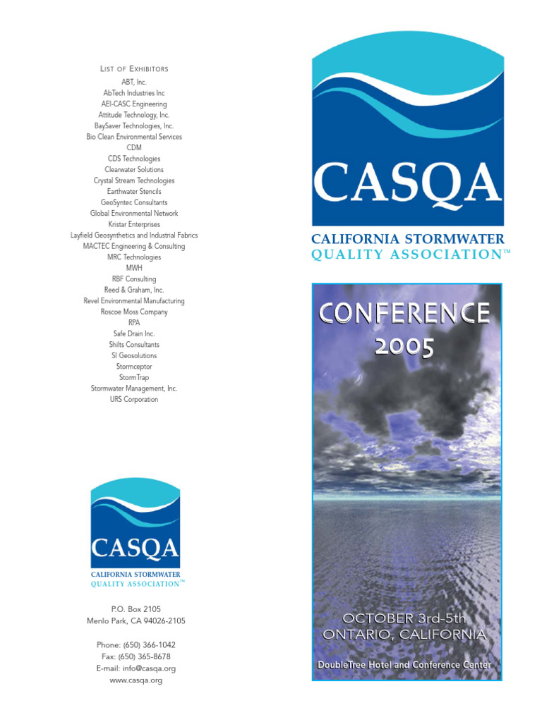 CASQA 2005 Conference N-Z | PDF | Stormwater | Surface Runoff