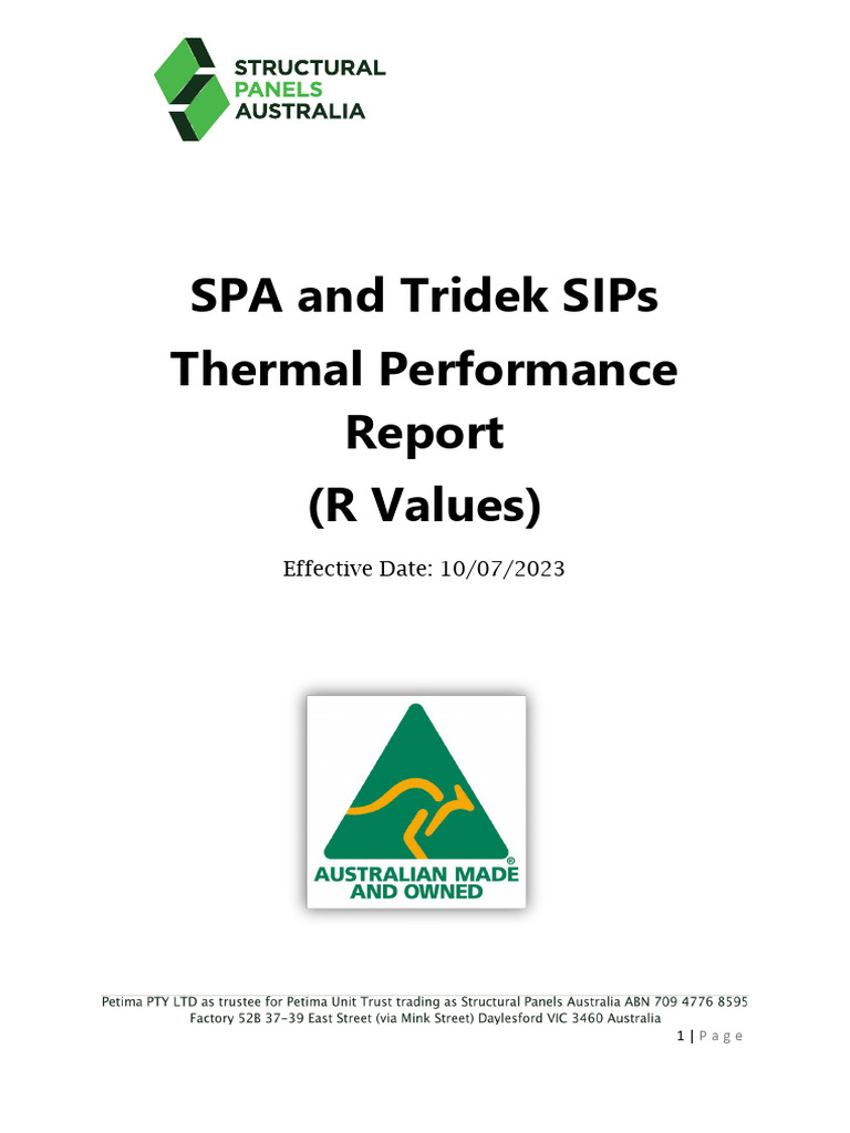 SPA-and-Tridek-SIPs-Thermal-Performance-Report-R-Values-1 | PDF ...