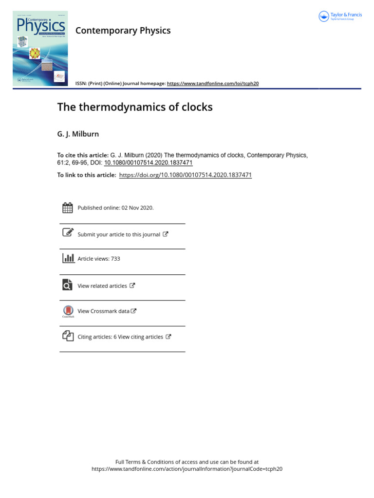 Thermodynamics of Clocks Explained | PDF | Pendulum | Oscillation