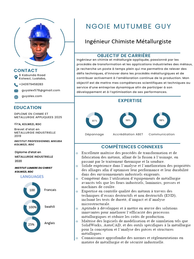 Ingénieur Métallurgiste en RDC | PDF | Cuivre | Métallurgie