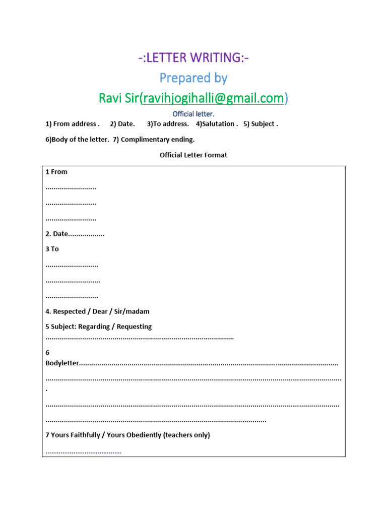 Official and Personal Letter Writing Guide | PDF