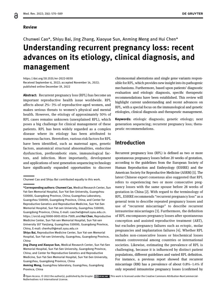 Advances in Recurrent Pregnancy Loss | PDF | Miscarriage | Immune Tolerance