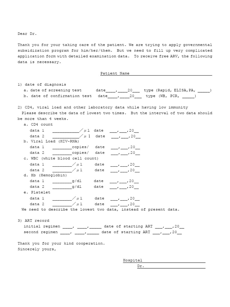 ARV Application Data Requirements | PDF