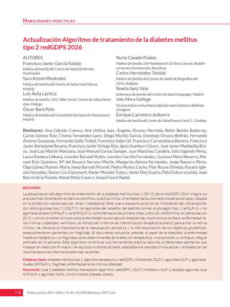 Actualización algoritmo DM2 redGDPS 2026 | PDF | Terapia | Diabetes