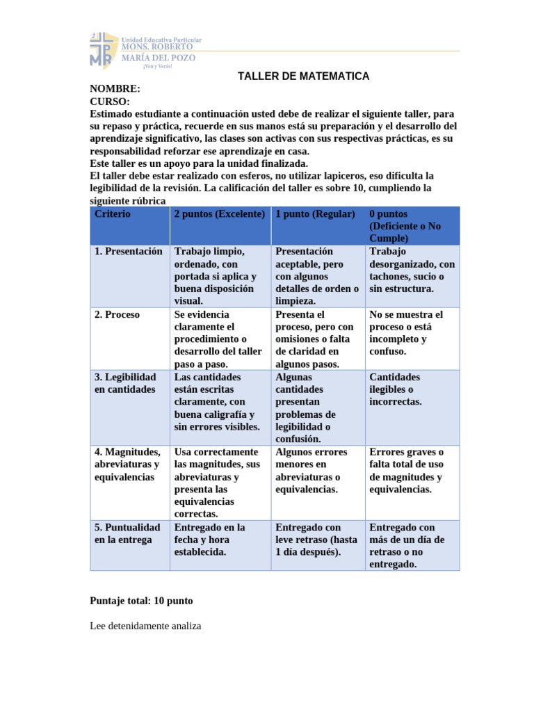 Taller de Matemáticas: Notación y Problemas | PDF