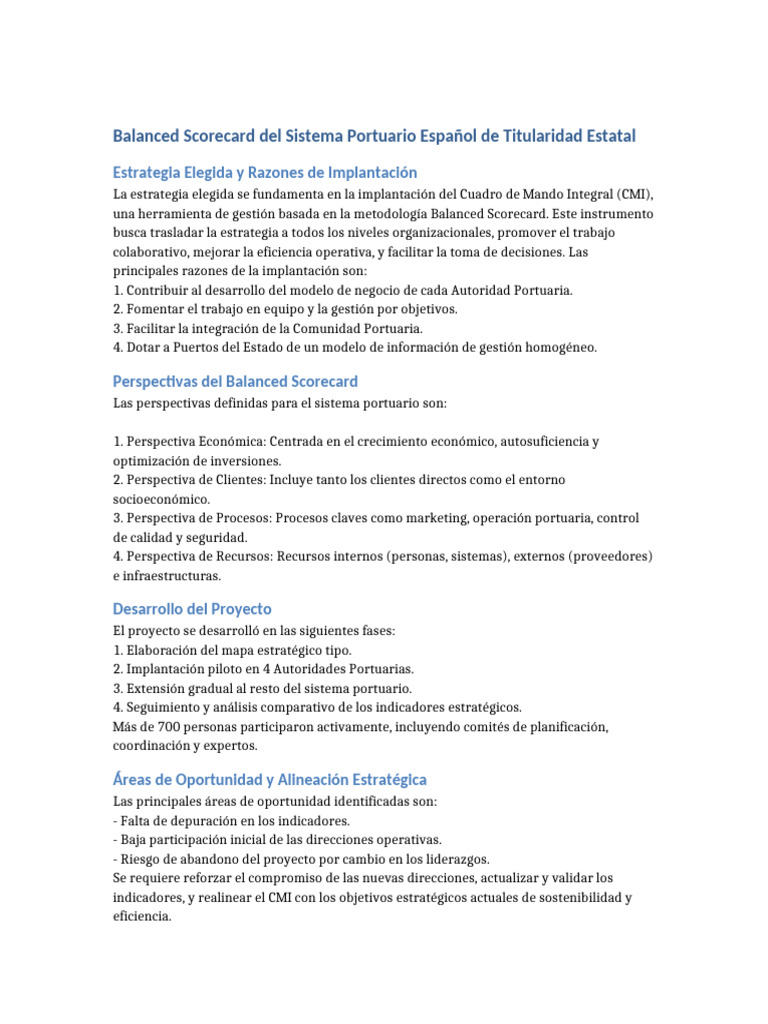Balanced Scorecard en Puertos Estatales | PDF | Business | Economias