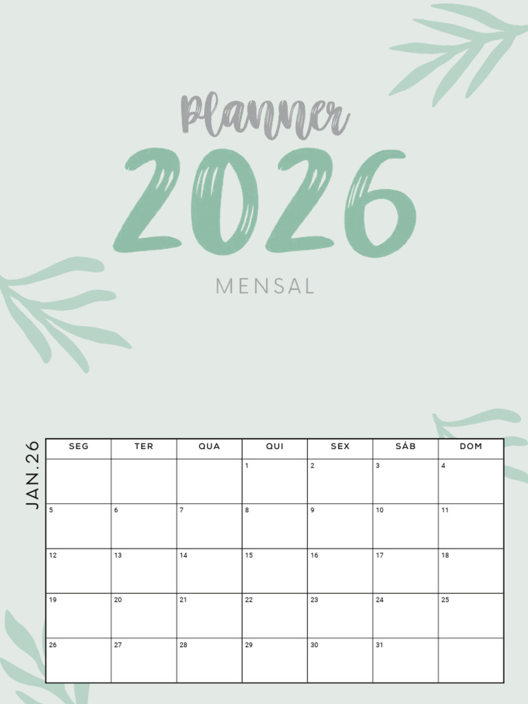 Calendário 2026 com Feriados Brasil | PDF