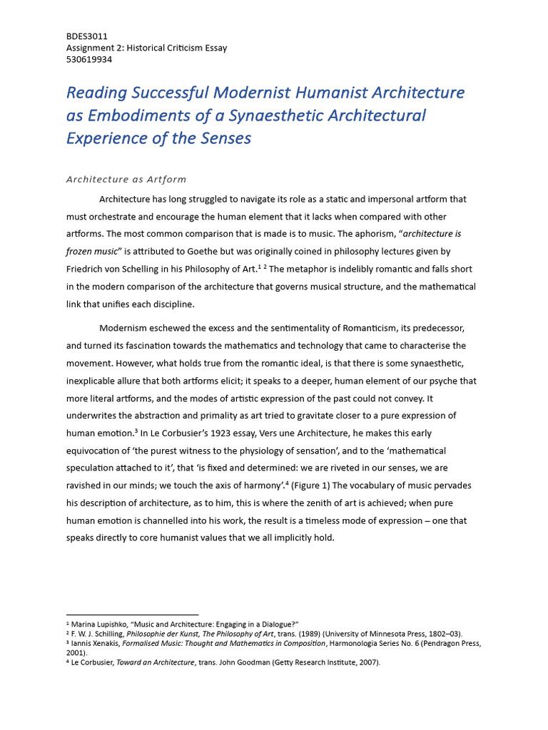 Modernist Humanist Architecture Analysis | PDF
