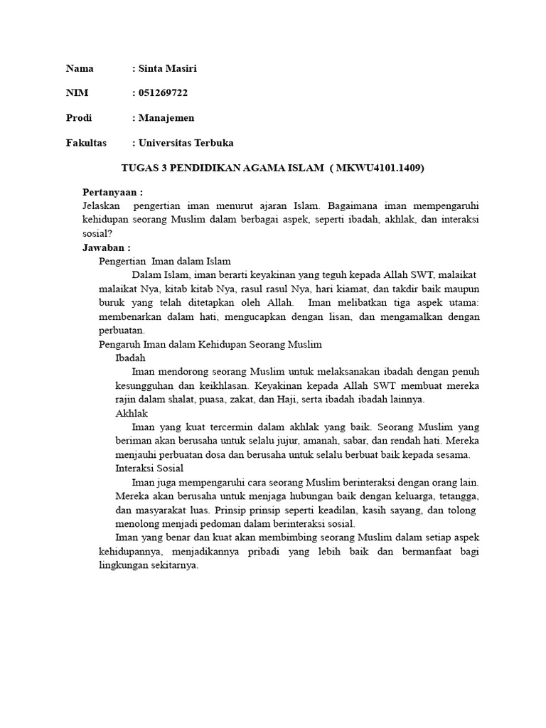 Pengertian dan Pengaruh Iman dalam Islam | PDF