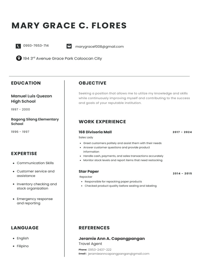 Professional Minimalist CV Resume | PDF