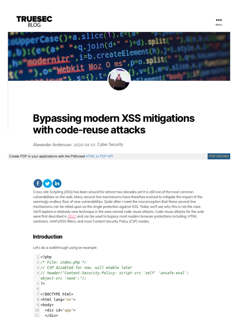Bypassing Modern XSS Mitigations With Code-reuse Attacks | PDF | Java ...