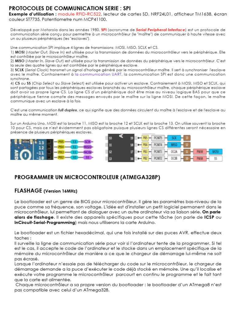 Protocoles SPI et Programmation ATmega328P | PDF | Arduino ...