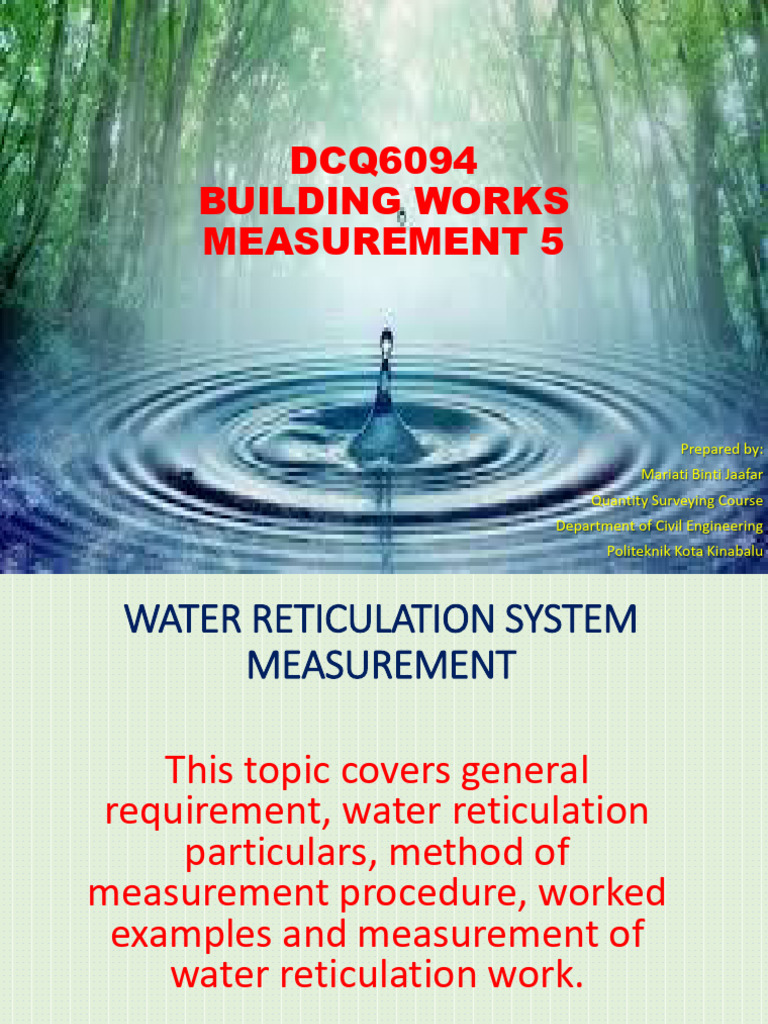 Water Reticulation System Measurement | PDF | Water | Sanitary Sewer