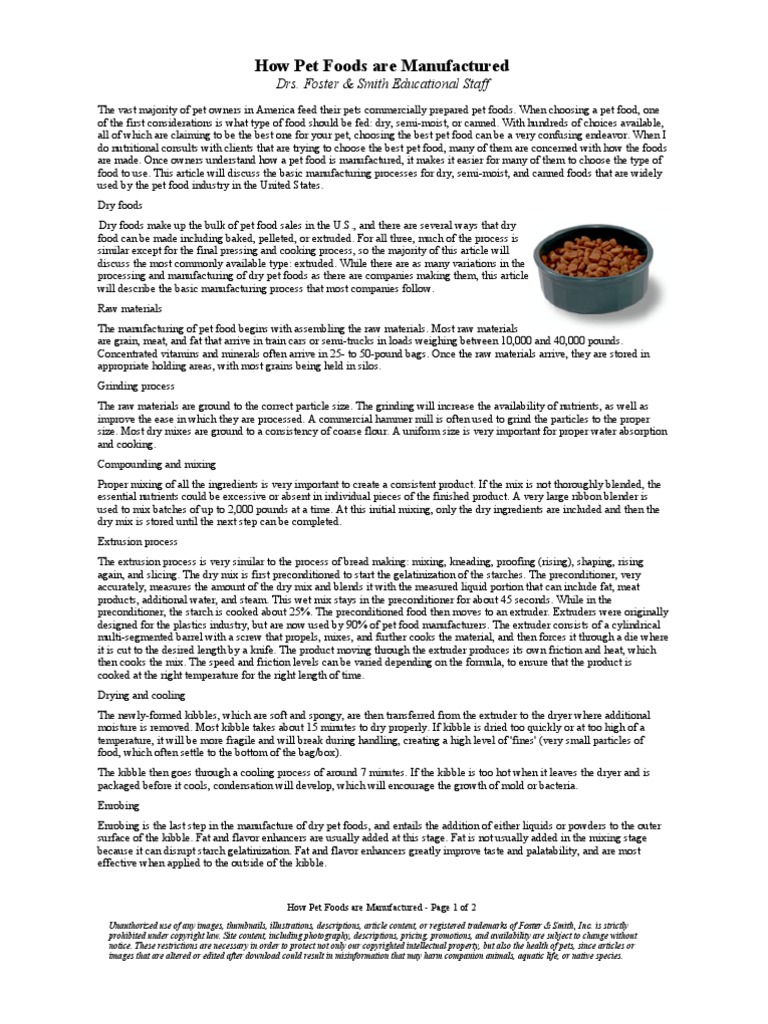 How Pet Foods Are Manufactured PDF Extrusion Foods