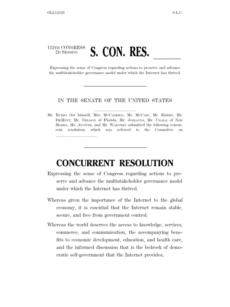 S. CON. RES. LL Concurrent Resolution PDF Governance