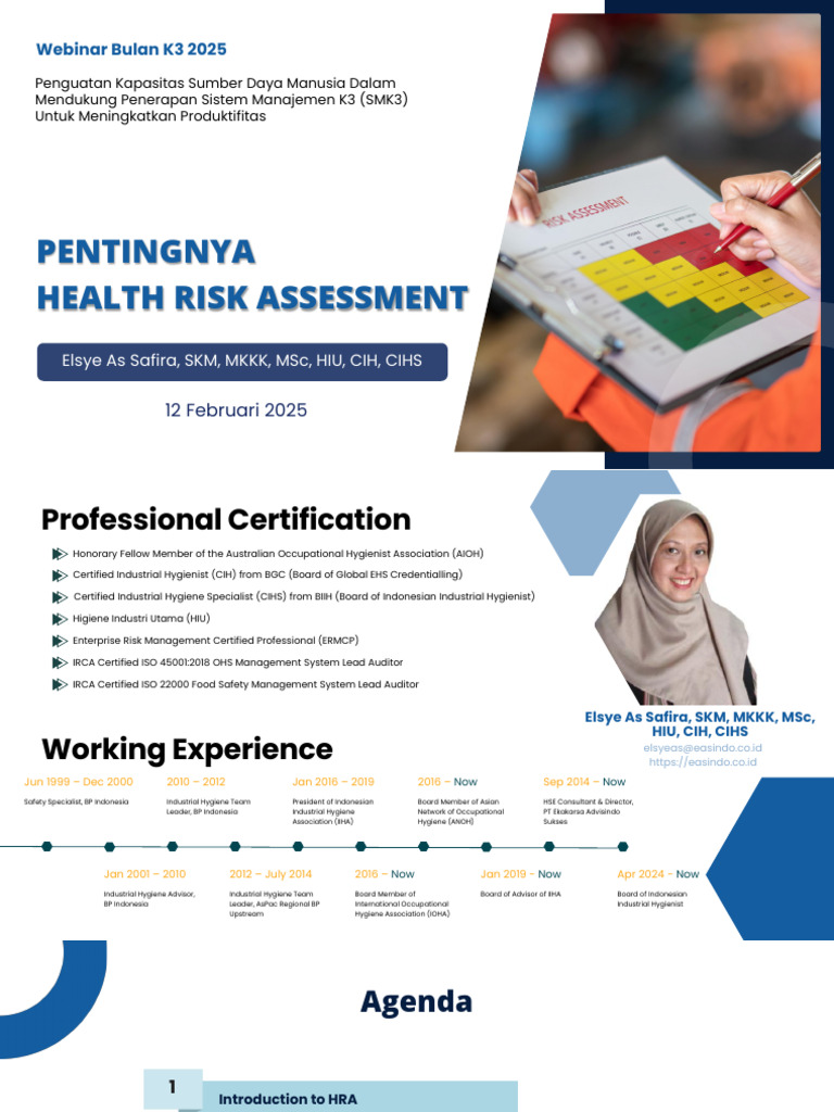 Health Risk Assessment for K3 Webinar | PDF | Occupational Hygiene ...