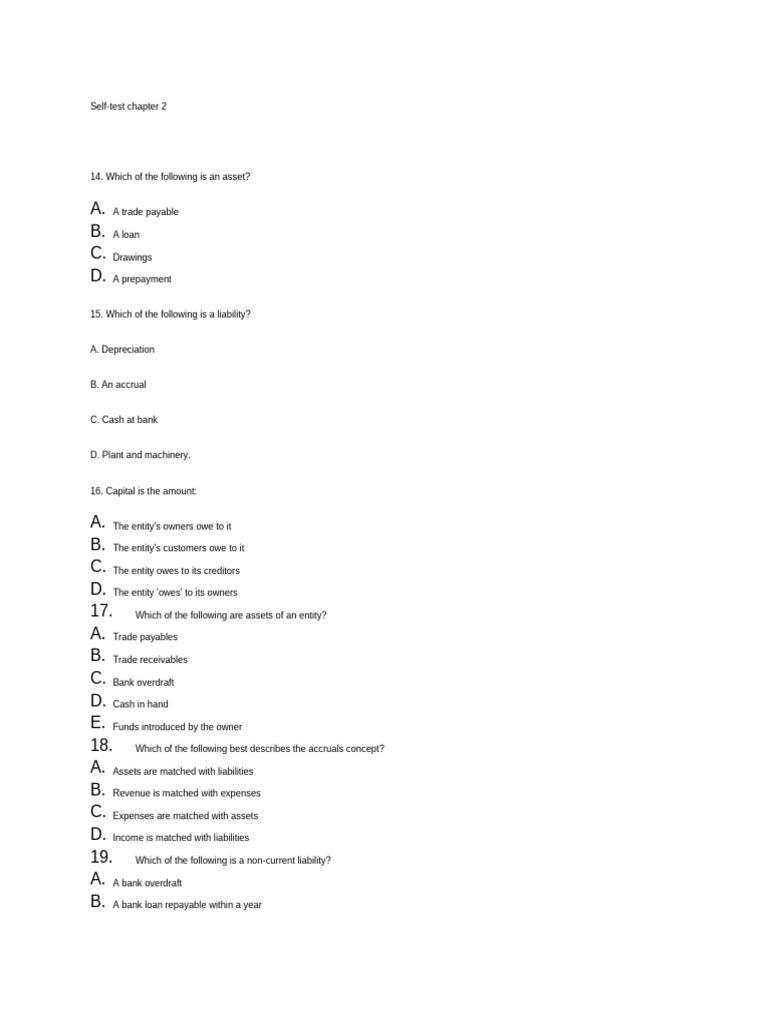 Self Test Chapter 2 | PDF