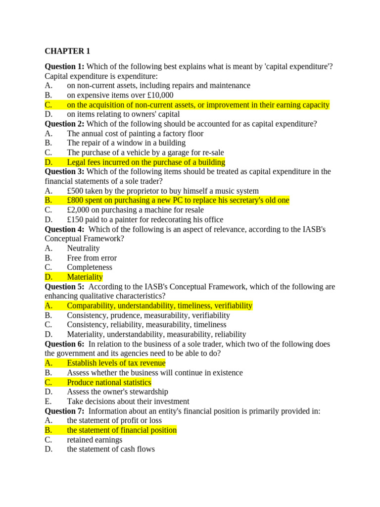 CFAB Accounting 1 Question Bank (1) | PDF | Debits And Credits ...