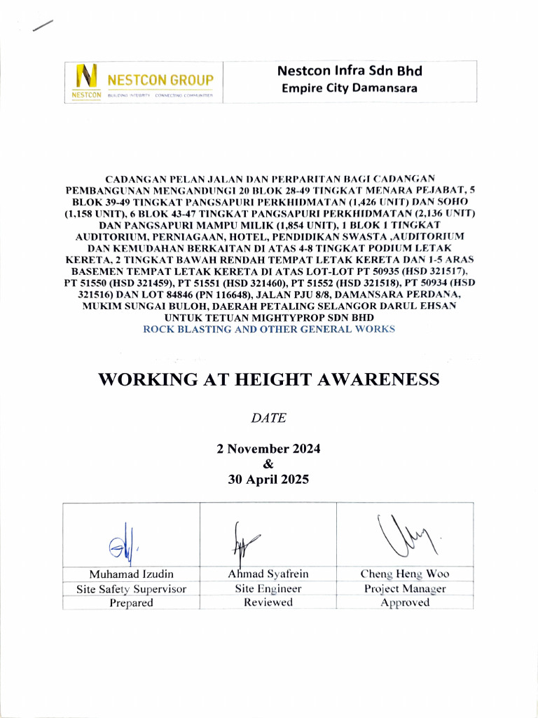 Nestcon Infra Safety Awareness Report | PDF