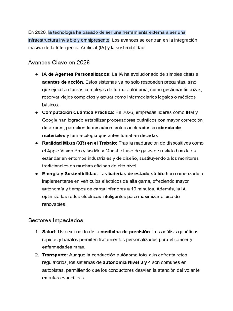 Avances Tecnológicos Clave en 2026 | PDF | Inteligencia artificial ...