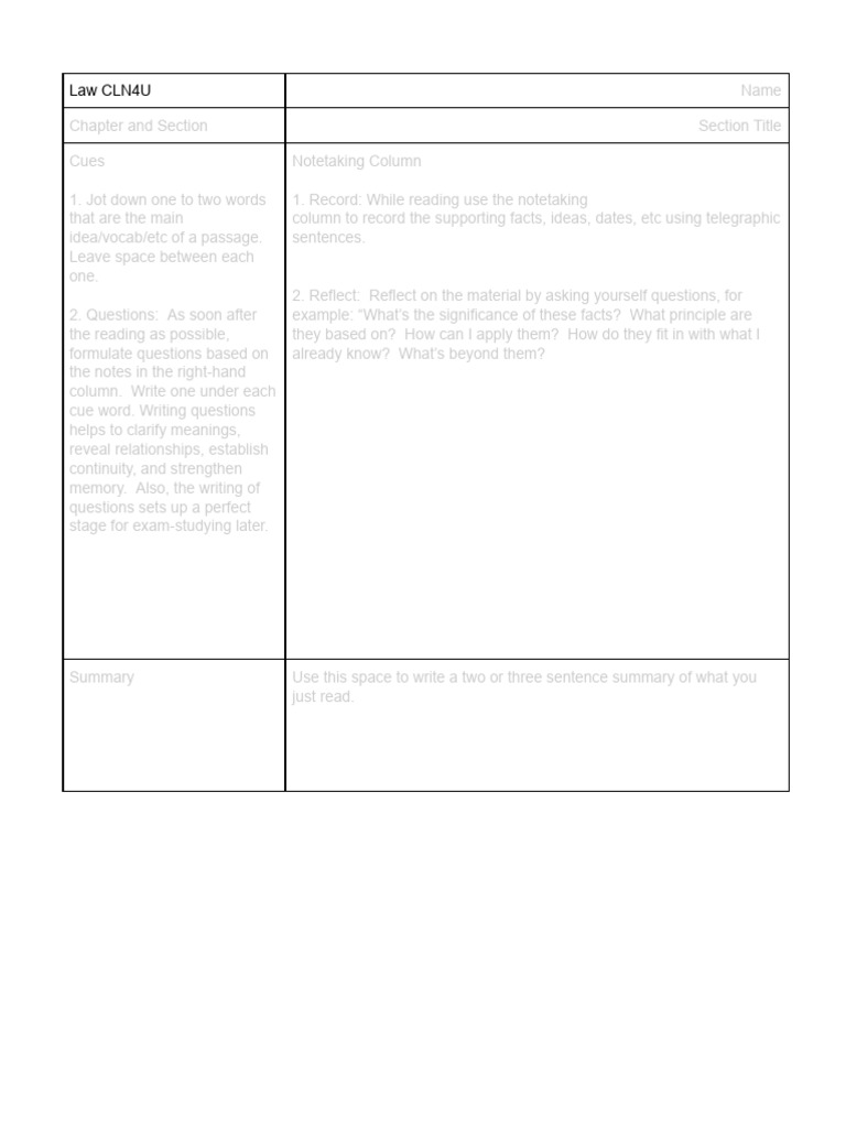 World Issues_LAW Cornell Notes Template | PDF