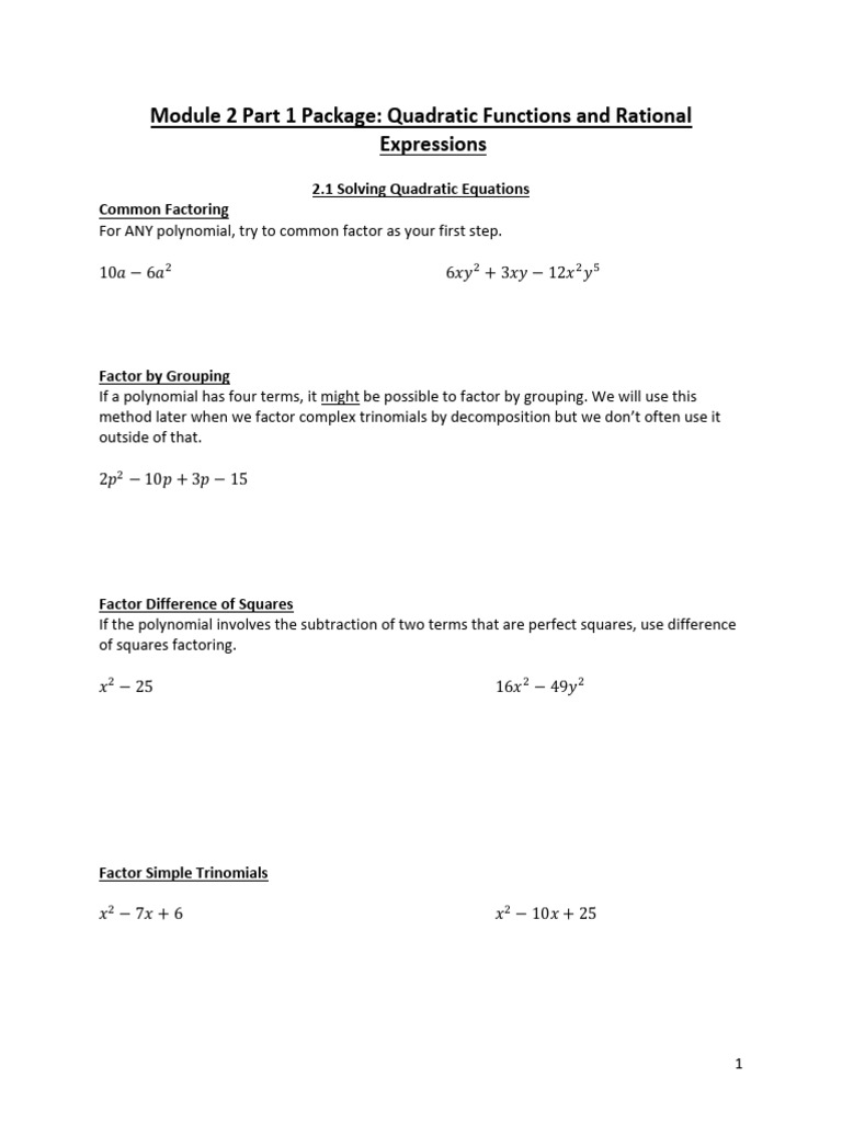 Module 2 Notes Package Part 1 (Combined 2.2-2.3) | PDF | Factorization ...