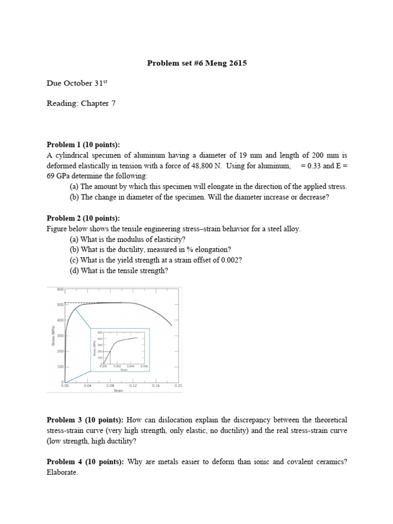 Problem Set 6 | PDF | Deformation (Engineering) | Ductility