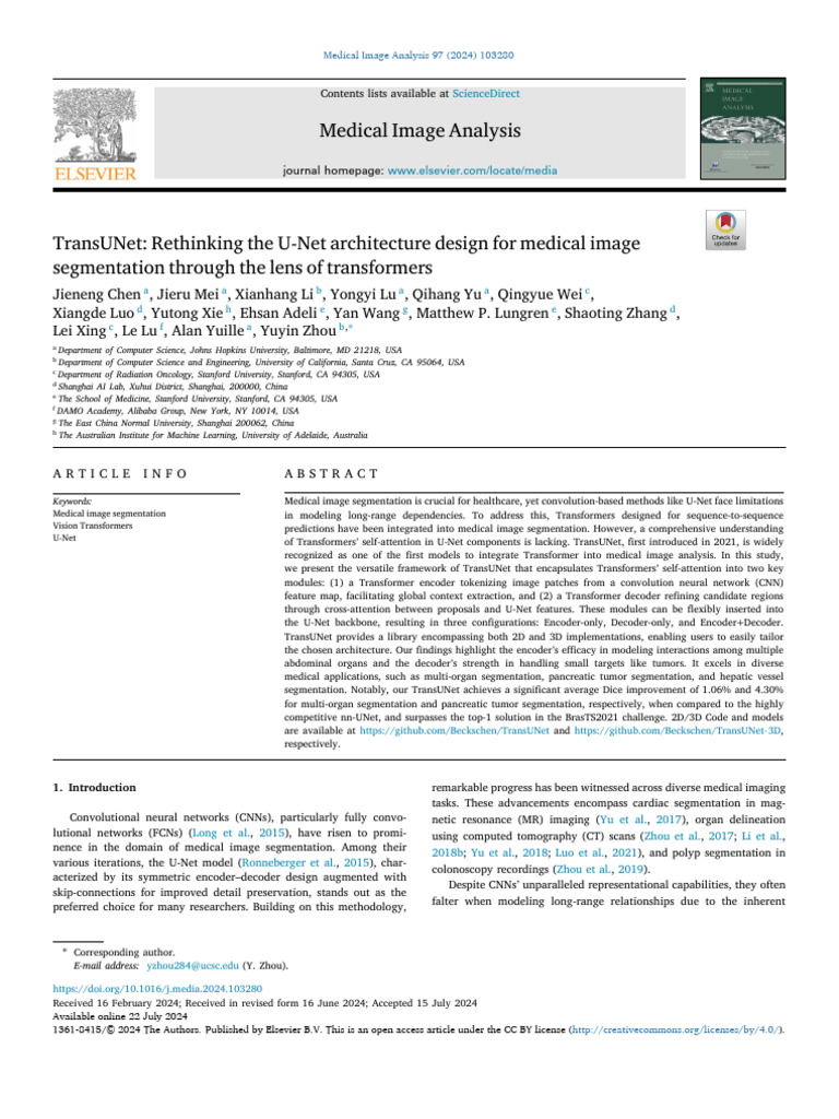 TransUNet: Enhanced U-Net for Medical Segmentation | PDF | Image ...