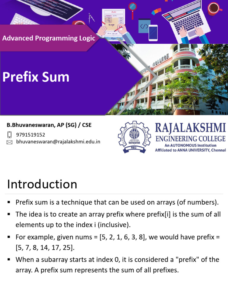 08 Prefix Sum | PDF | Integer (Computer Science) | Software Engineering